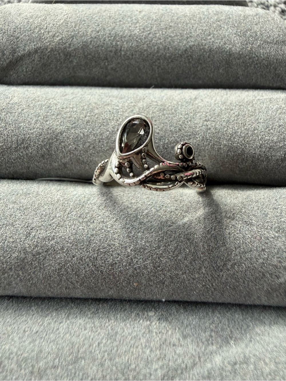 Silver Teardrop Smoky Quartz octopus Ring - Elegant Women’s Jewelry